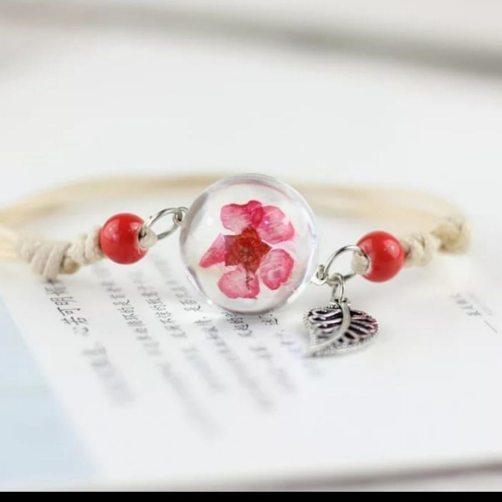 7 pcs Glass Ball Dried Dandelion Bracelets